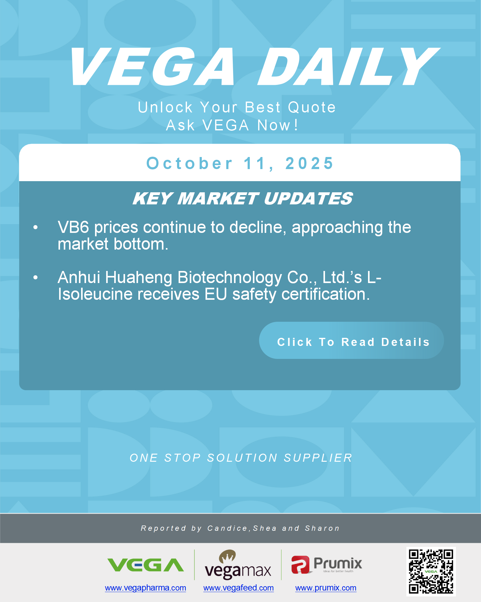 VEGA Daily Dated on October 11th 2025 Vitamin Amino Acid APl Food Additives.png